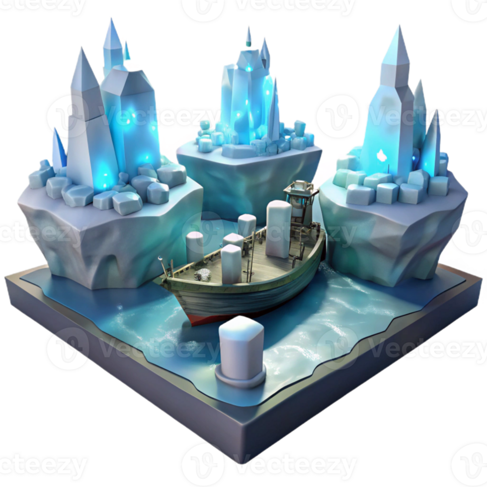 stunning abstract Icy Crystal Castles 3D Render original png