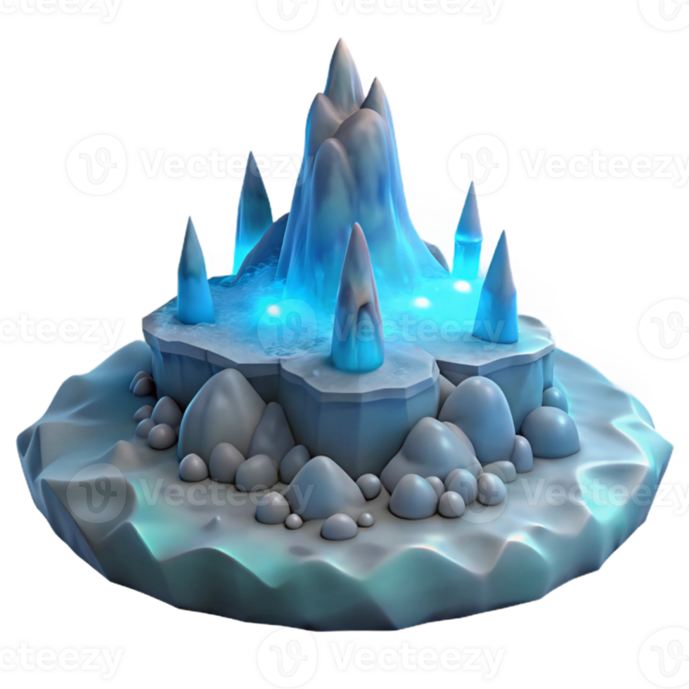 vibrant contemporary Icy Mountain Peak 3D Render authentic png