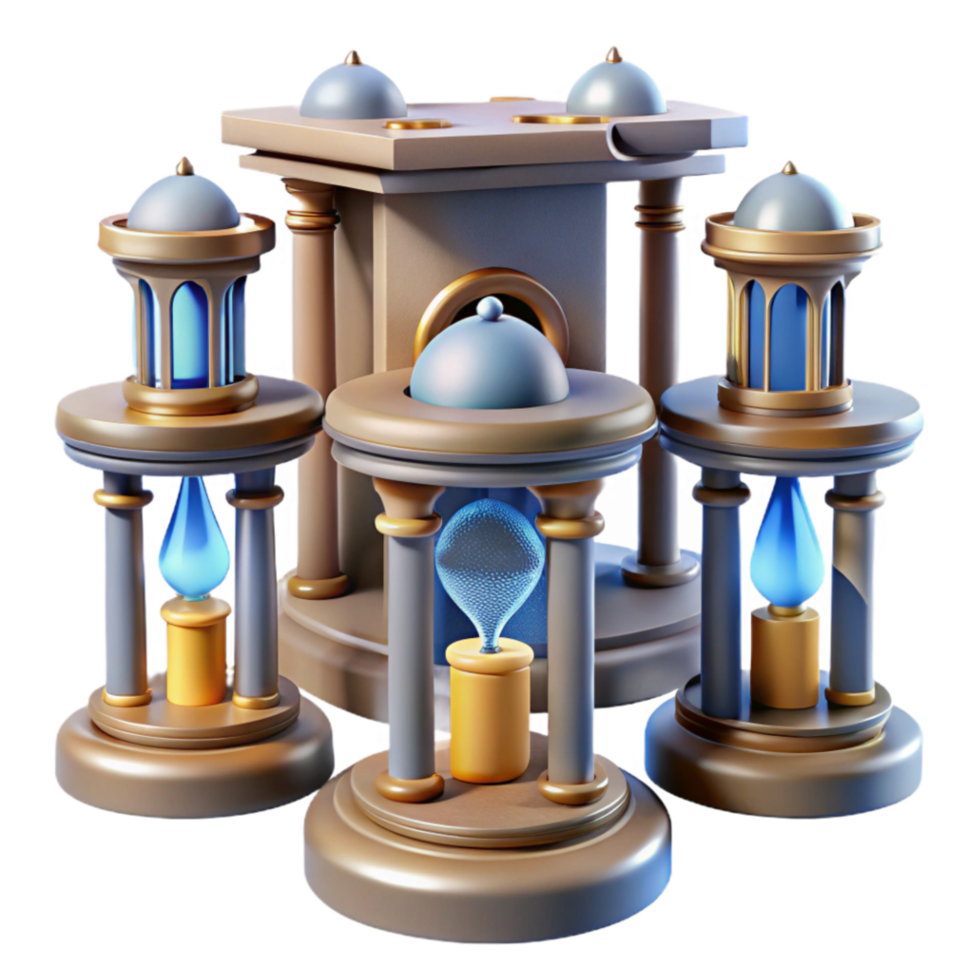 wonderful abstract Ancient Temple with Hourglass Structures authentic png