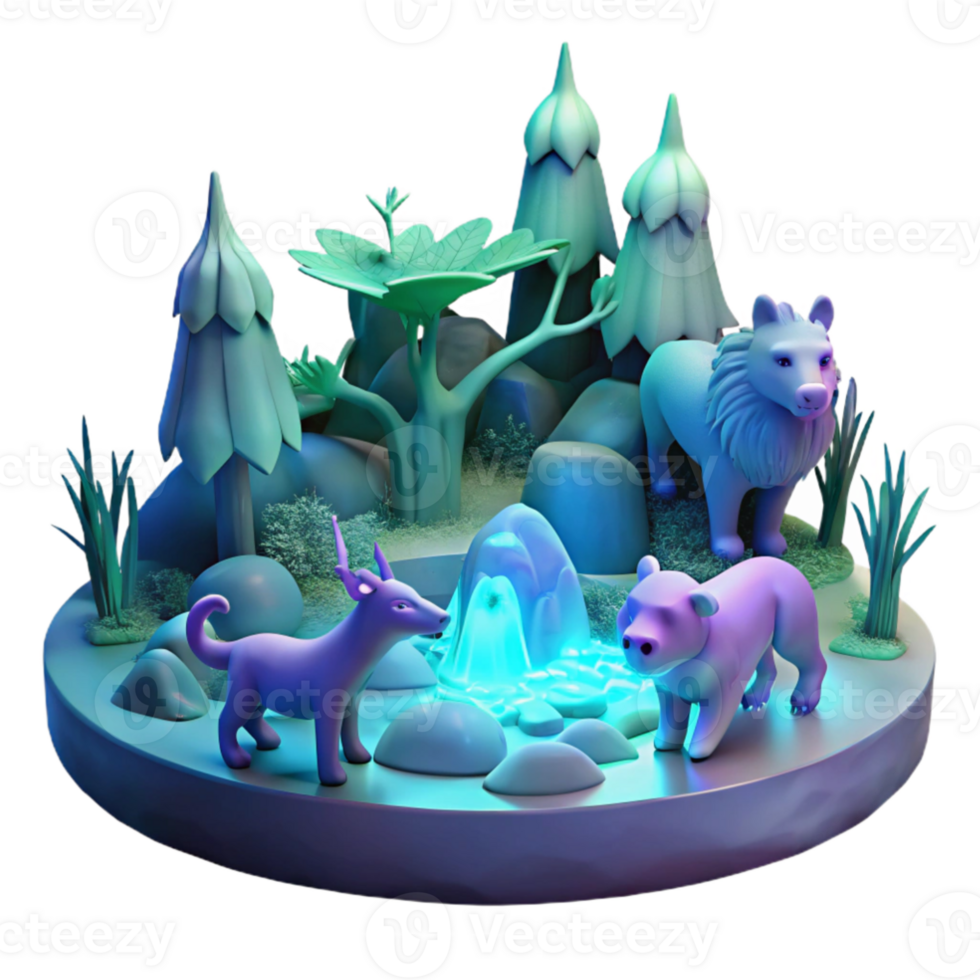 impressive abstract Enchanted Forest 3D Illustration professional png