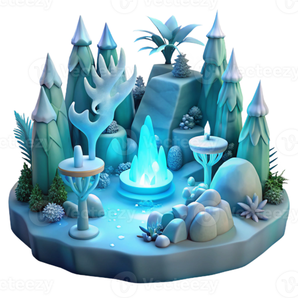 impressive rustic Enchanted Winter 3D Render high quality png