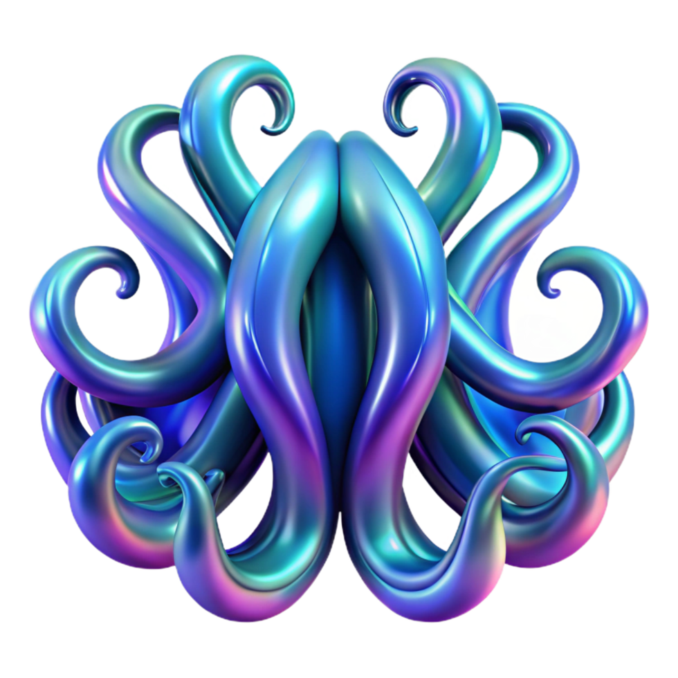 elegant creative Iridescent Swirls Abstract 3D Render authentic png