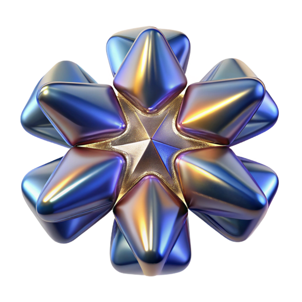 stunning traditional Iridescent Geometric Starburst 3D Render original png
