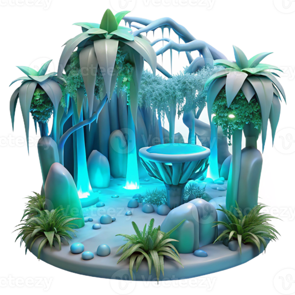 vibrant modern Enchanted 3D Fantasy Grotto Illustration high resolution png