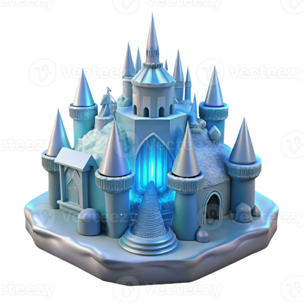 vibrant modern Enchanted Ice Castle 3D Render authentic png