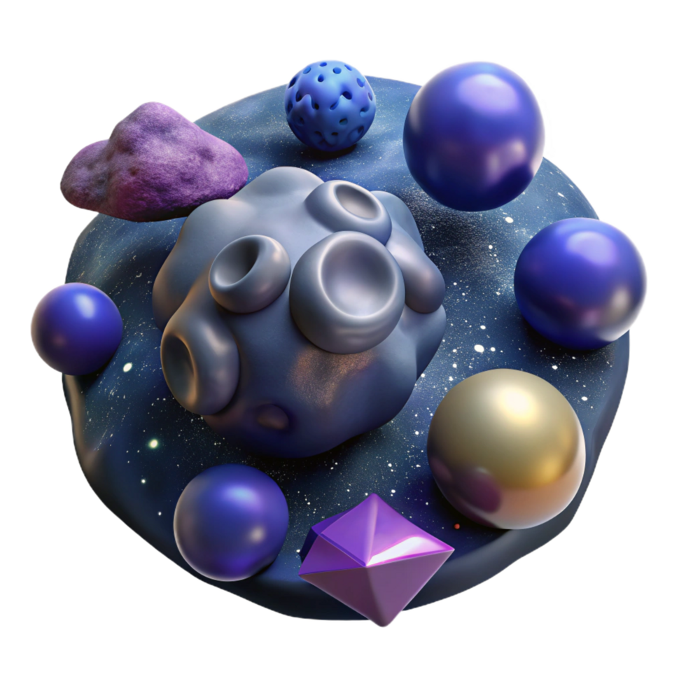 dramatic abstract Cosmic Abstract 3D Render of Celestial Forms professional png