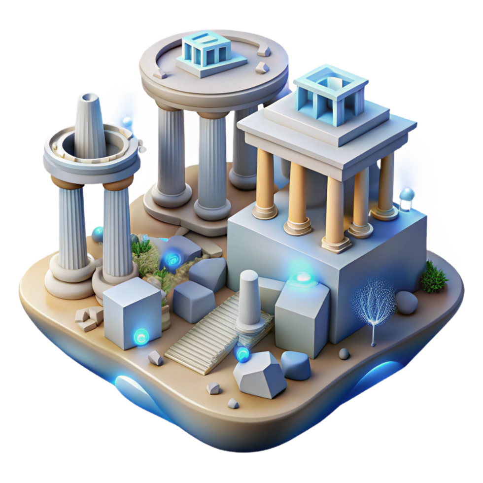 extraordinary artistic Ancient Greek Temple 3D Model Isometric View high resolution png