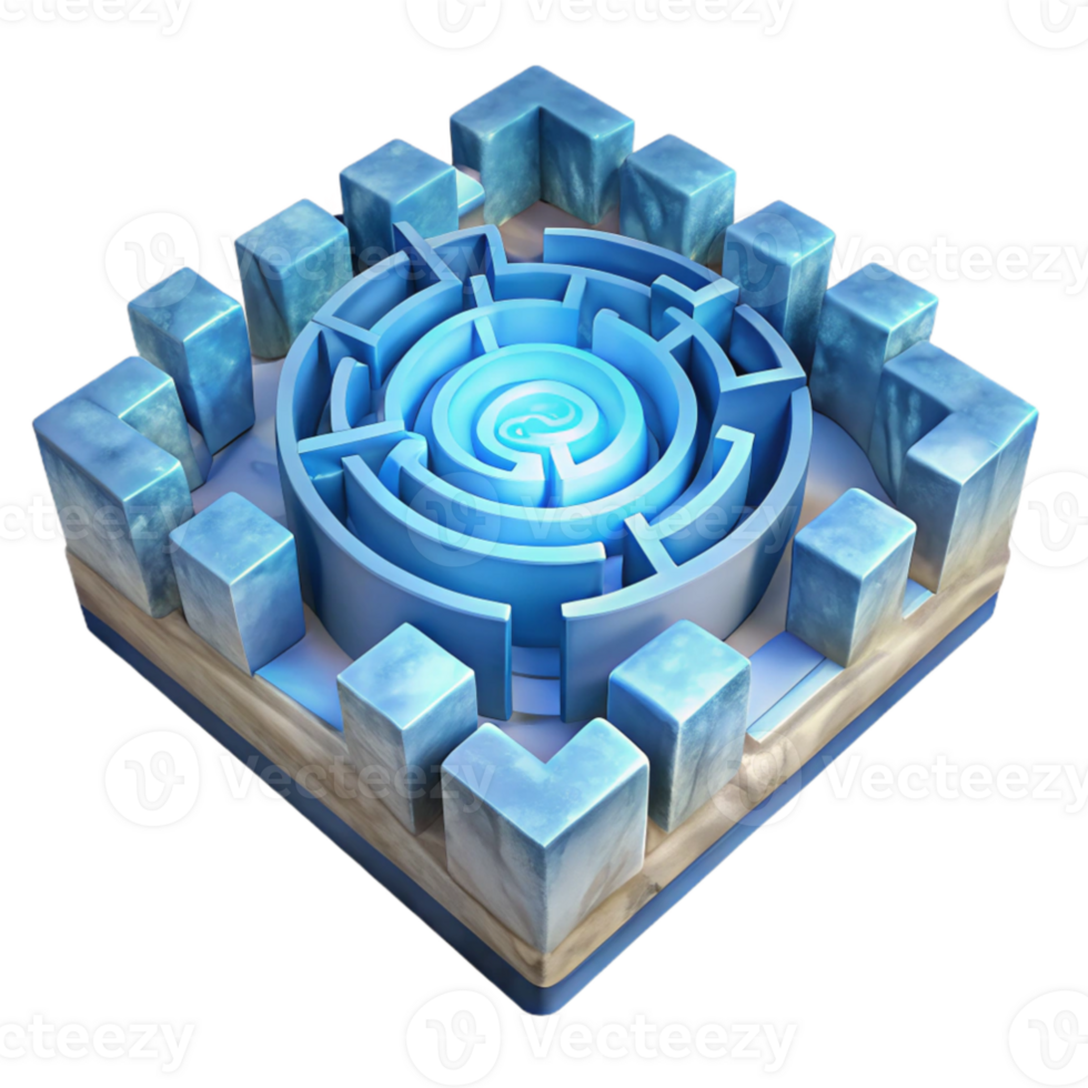 impressive rustic 3D Ice Maze Illustration authentic png