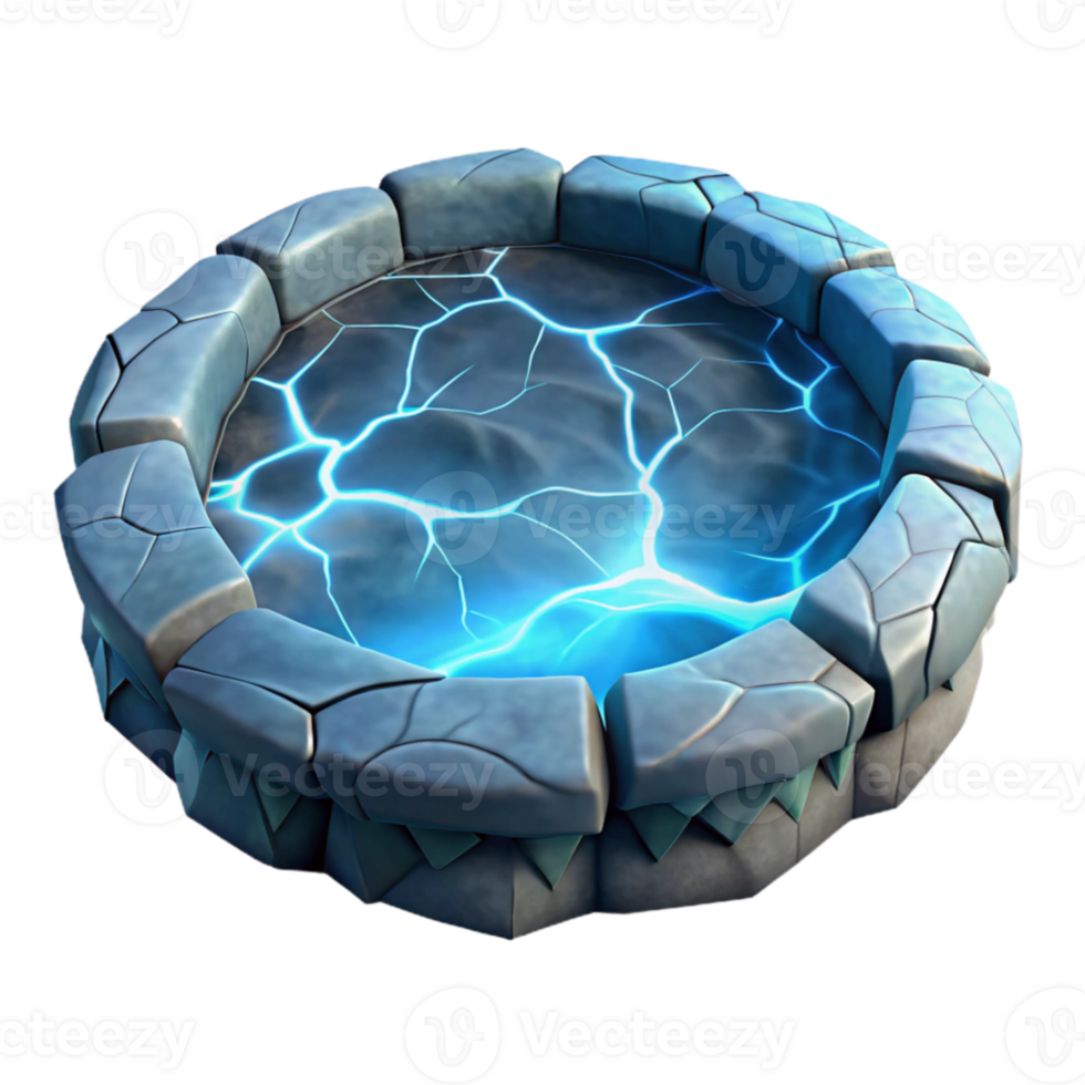 stunning vintage Glowing Blue Energy Pool 3D Render high quality png