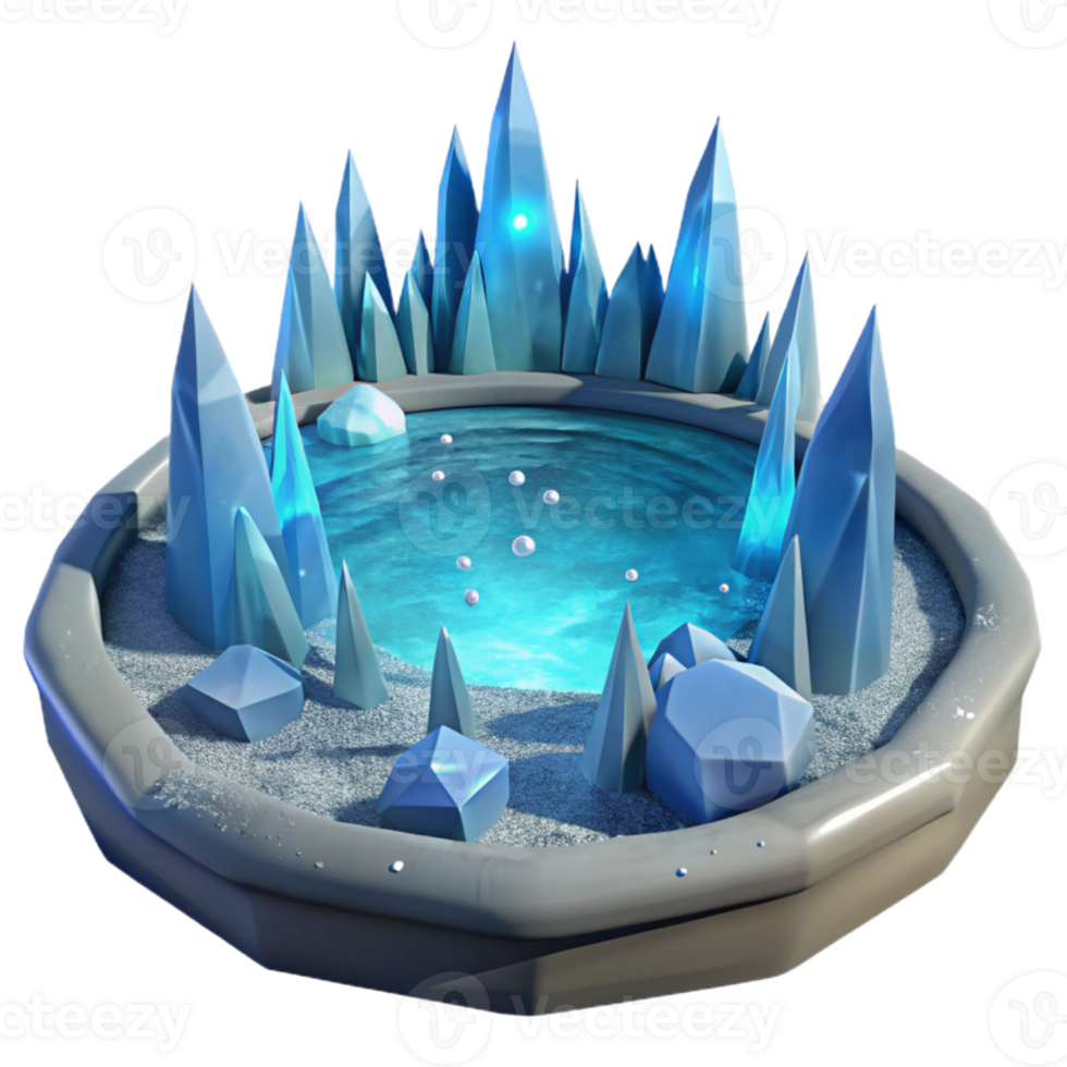 beautiful rustic Icy Pool 3D Render premium png