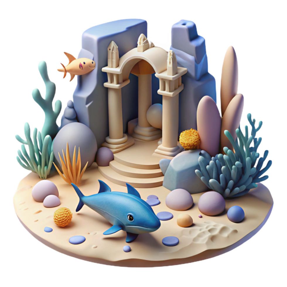 extraordinary classic Undersea Ruins A 3D Render of an Ocean Scene high resolution png