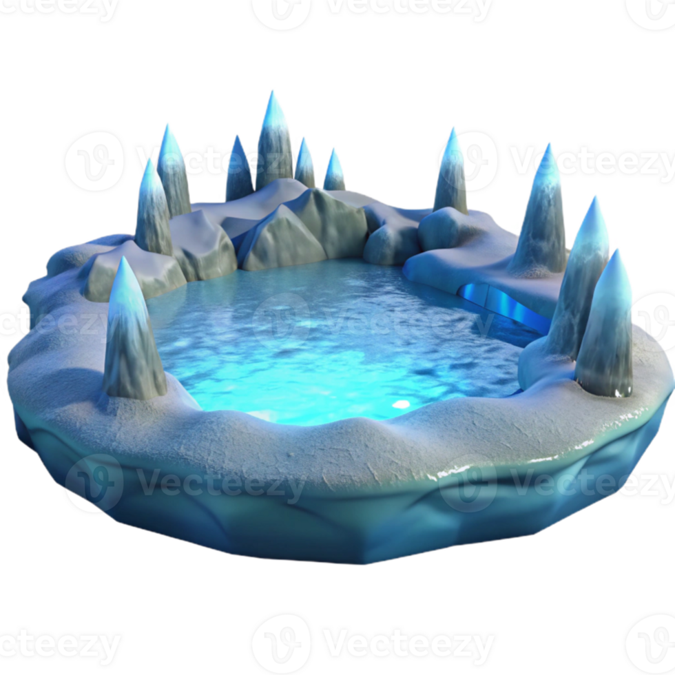dramatic creative Frozen Pond 3D Render exclusive png