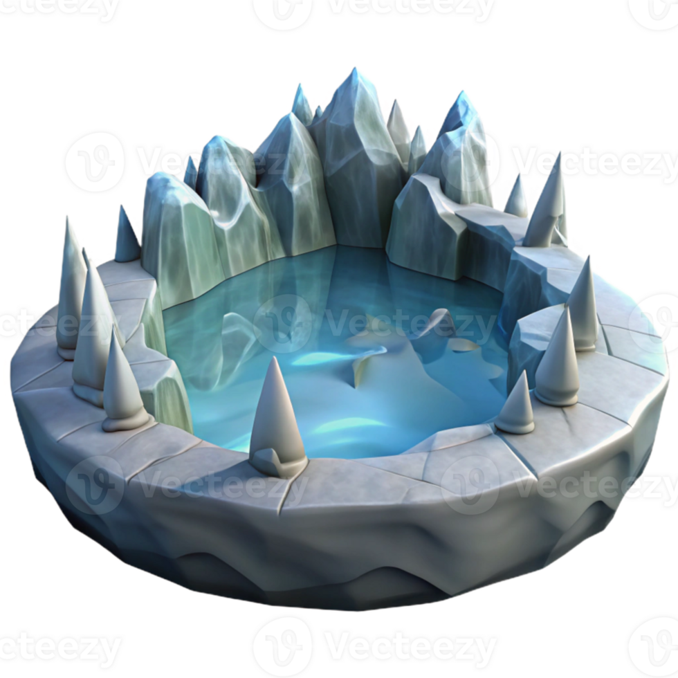 serene minimalist Frozen Pond 3D Model professional png