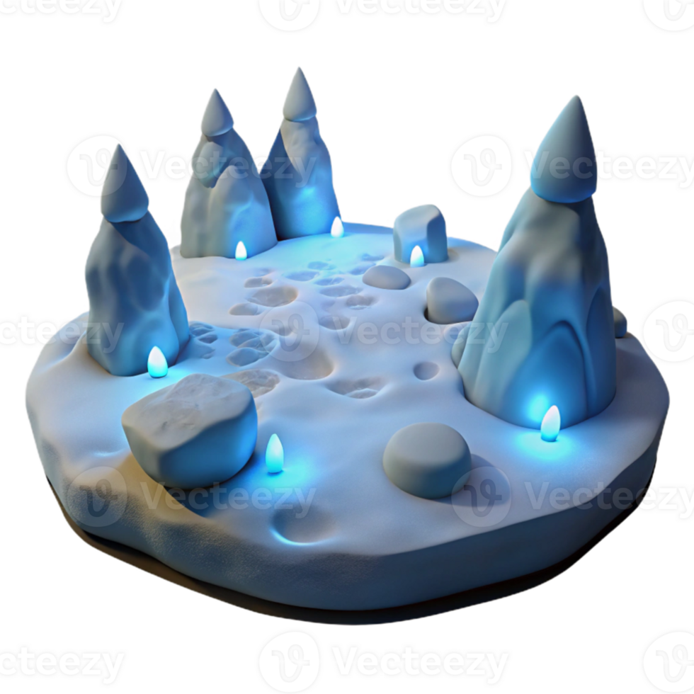 wonderful rustic Icy Peaks 3D Render Winter Wonderland Game Asset high resolution png