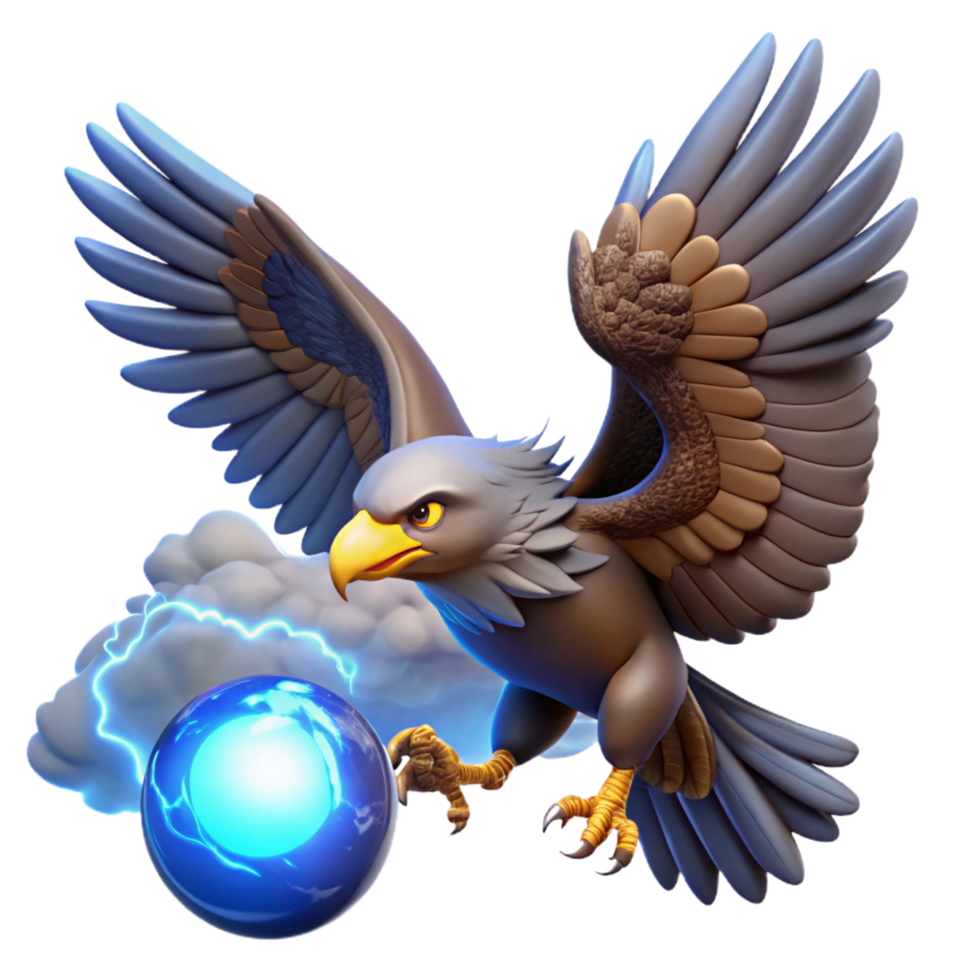 magnificent abstract Majestic Eagle, Power Orb, Fantasy Art 4K png