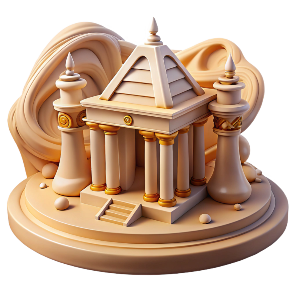 beautiful vintage Ancient Temple 3D Model Columns, Architecture, Design professional png