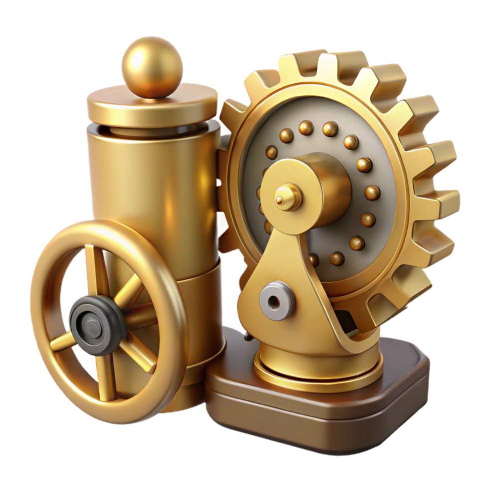 impressive rustic Golden Gear Engine A 3D Model of Retro Machinery original png