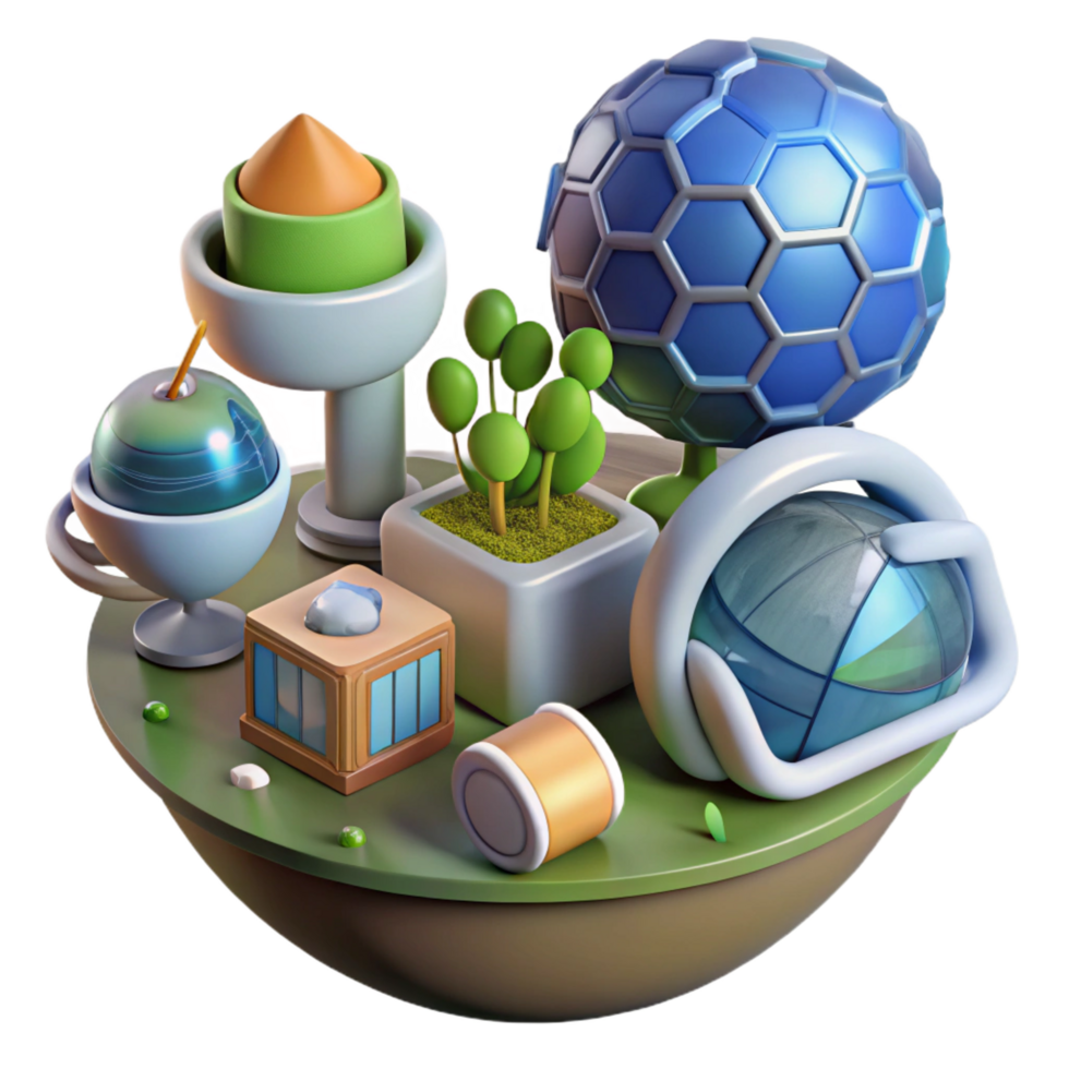 elegant modern Futuristic Cityscape 3D Render of Geometric Structures high resolution png