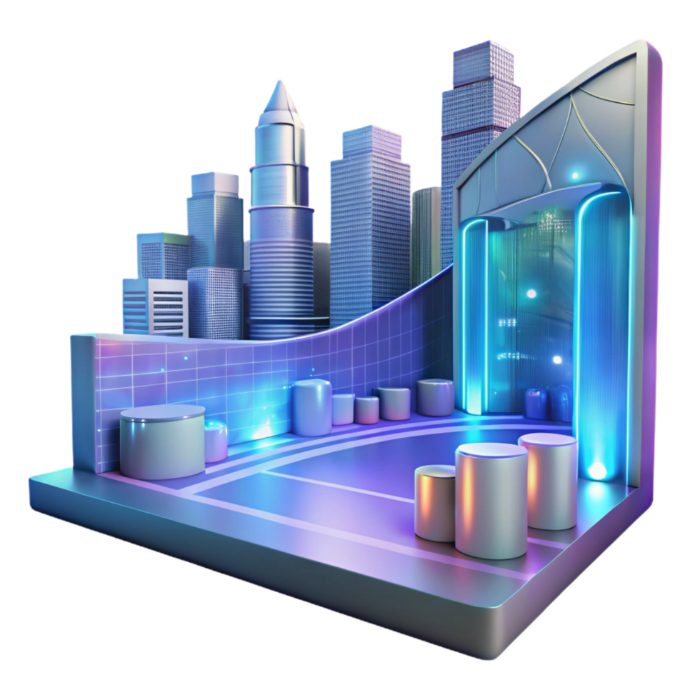 impressive modern Futuristic Cityscape Display Platform authentic png