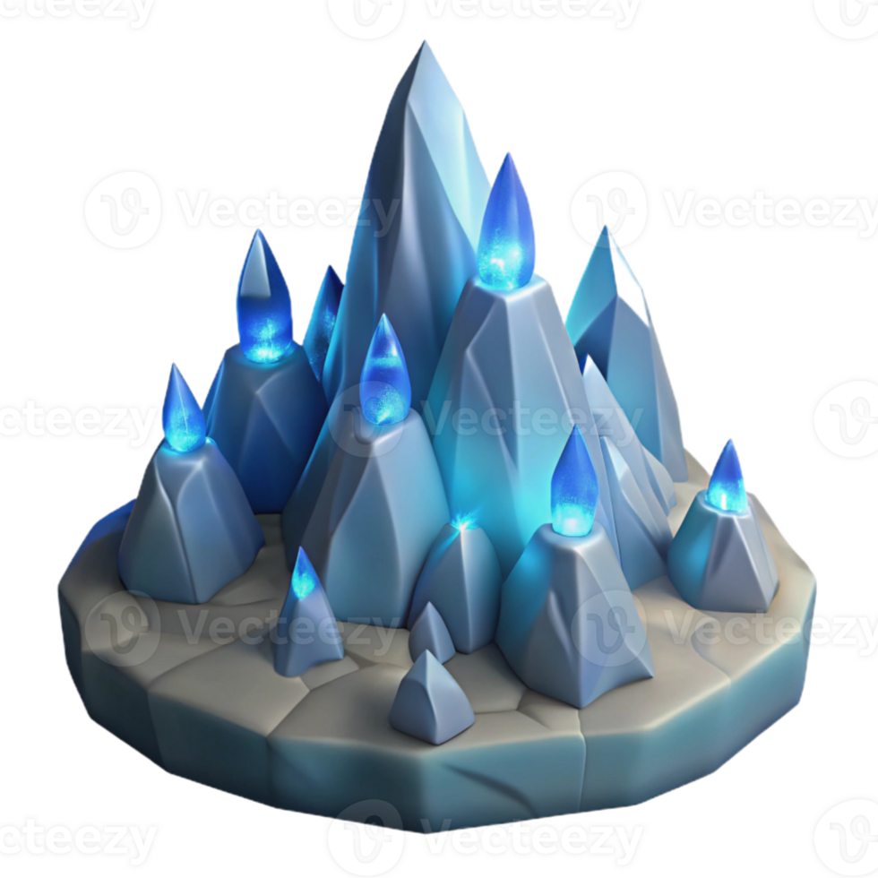 wonderful creative Glowing Crystal Peaks 3D Render high quality png
