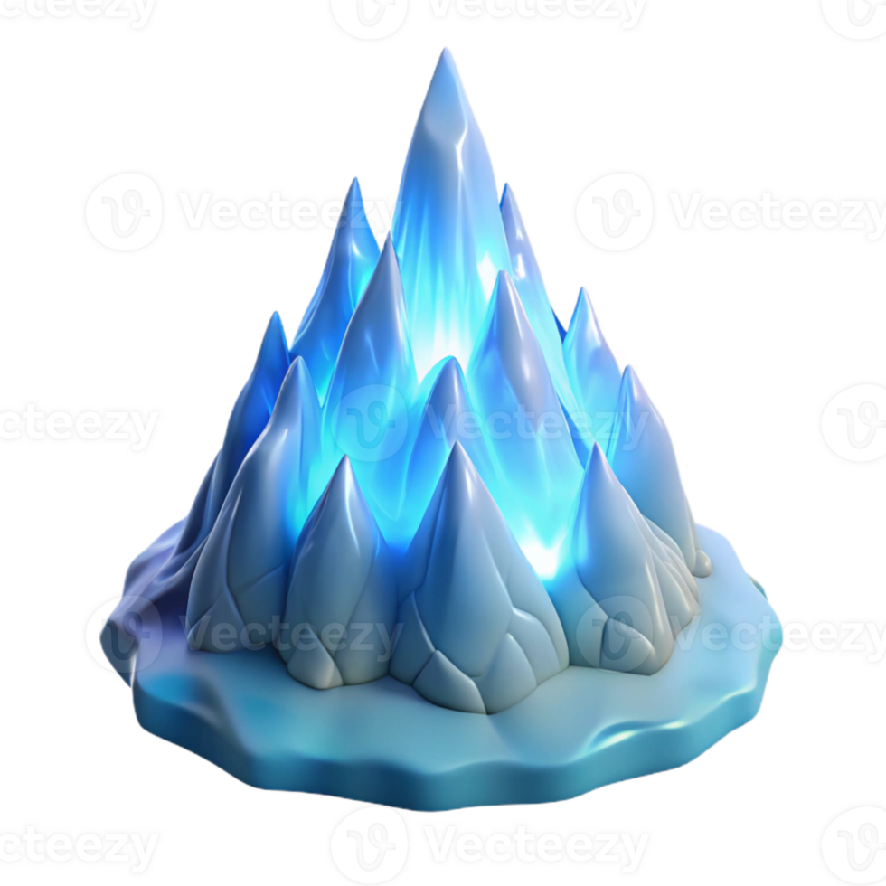 magnificent classic Glowing Blue Ice Mountain 3D Render authentic png