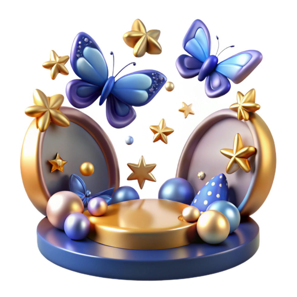 serene rustic Enchanted Butterfly Star Display Platform premium png