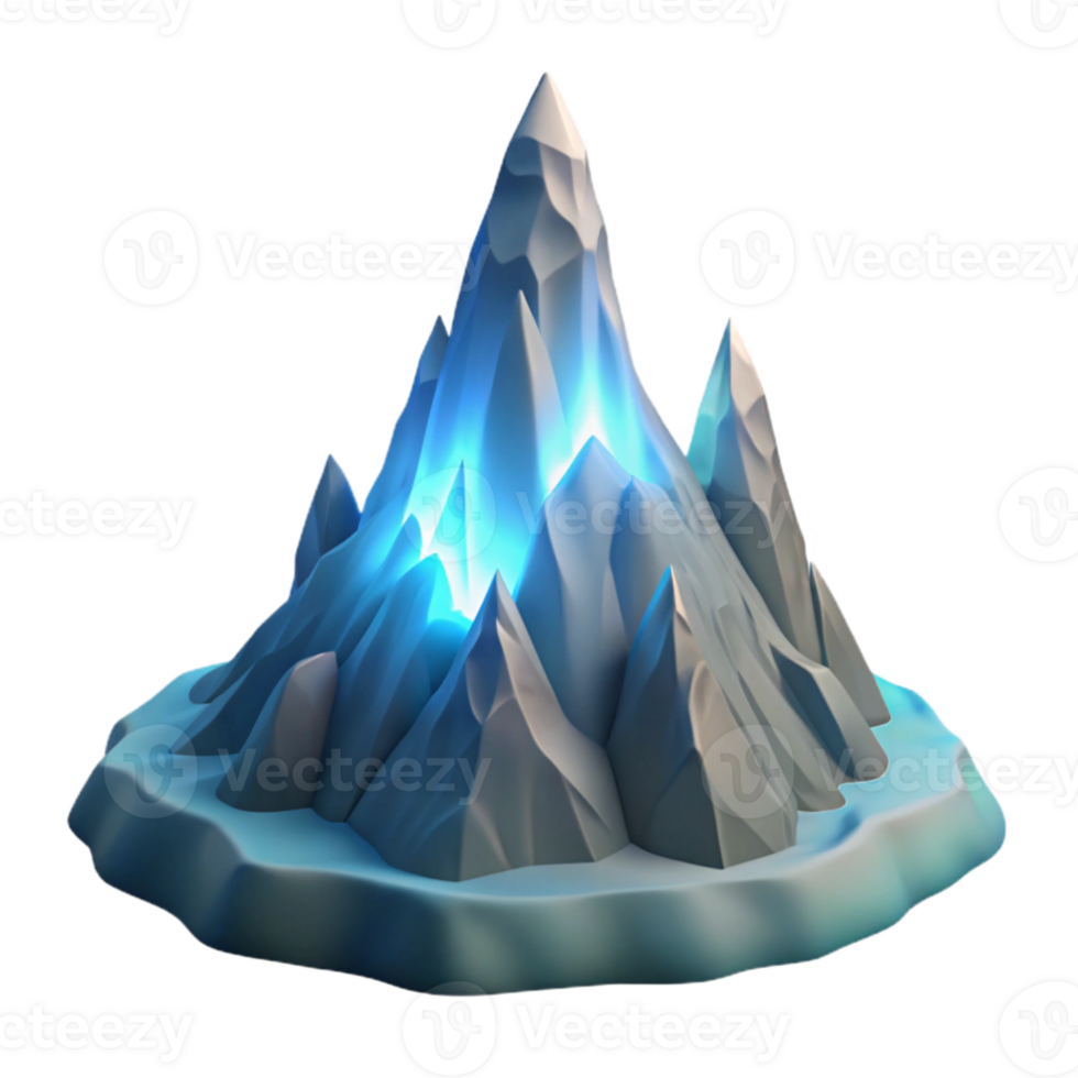 impressive abstract Glowing Crystal Mountain 3D Render high resolution png