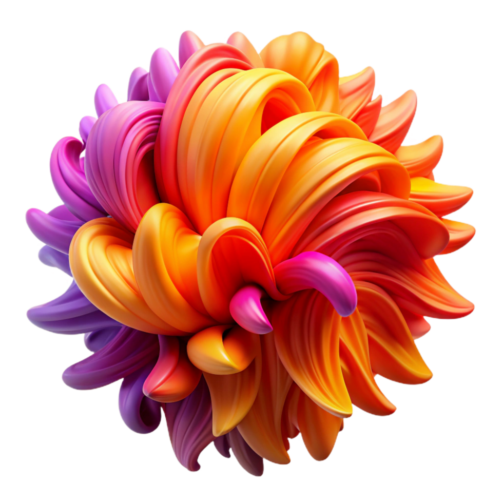 stunning rustic Abstract 3D Flower Vibrant Orange and Purple Swirls original png