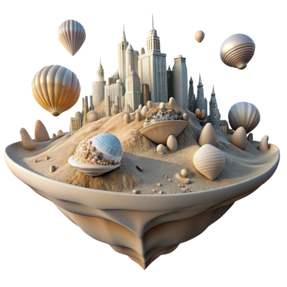 beautiful abstract Sandcastle City A Surreal Floating Metropolis high resolution png