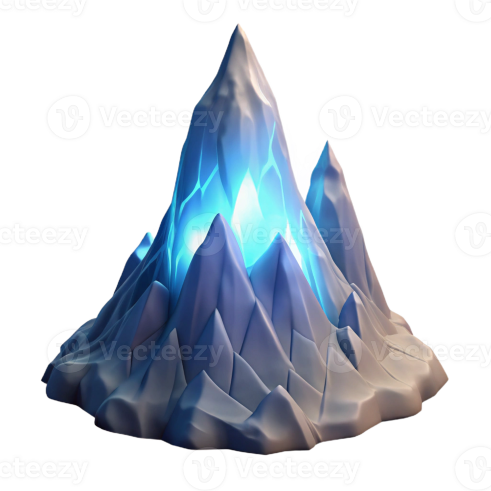 extraordinário rústico brilhando cristal montanha 3d render genuíno png