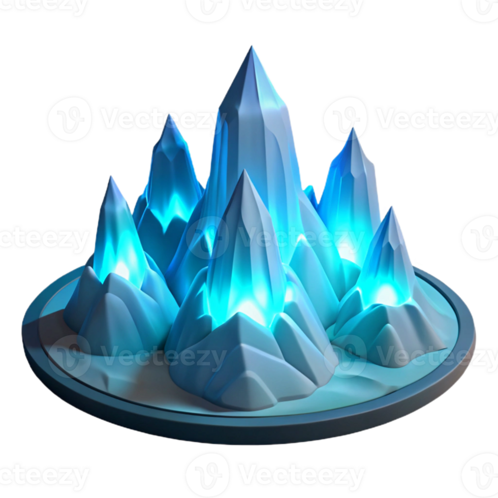 serene artistic Glowing Ice Peaks 3D Render premium png
