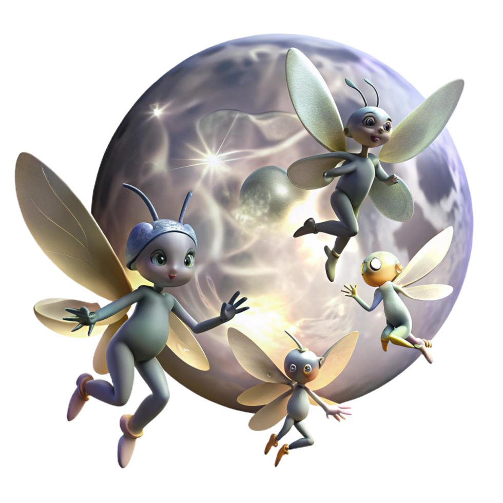 beautiful classic Moonlit Fairy Flight Fantasy Art of Celestial Fairies premium png