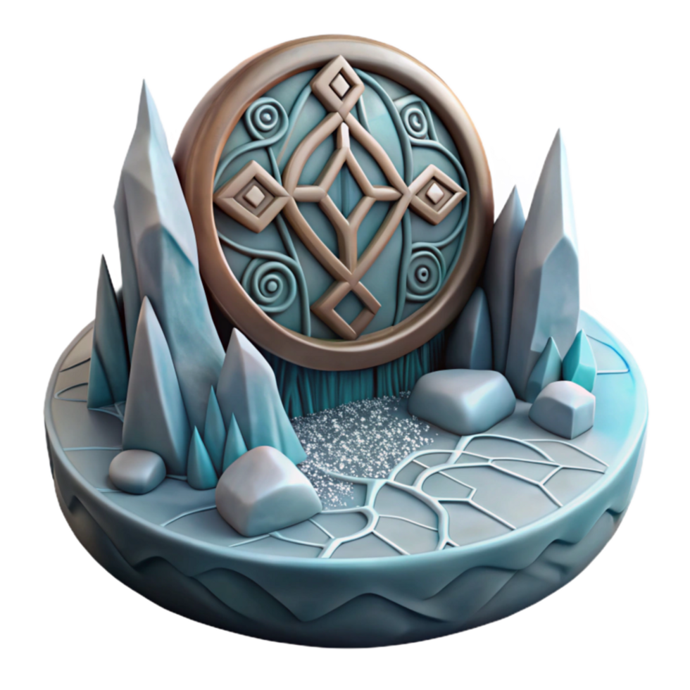 vibrant rustic Frozen Celtic Portal 3D Render of Mystical Ice Gate authentic png