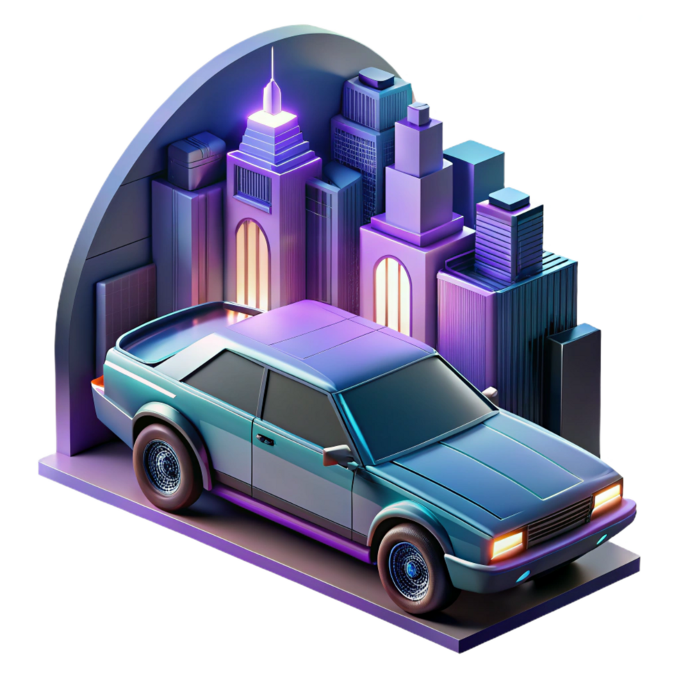 elegant traditional Retro City Coupe 80s Nightscape high quality png