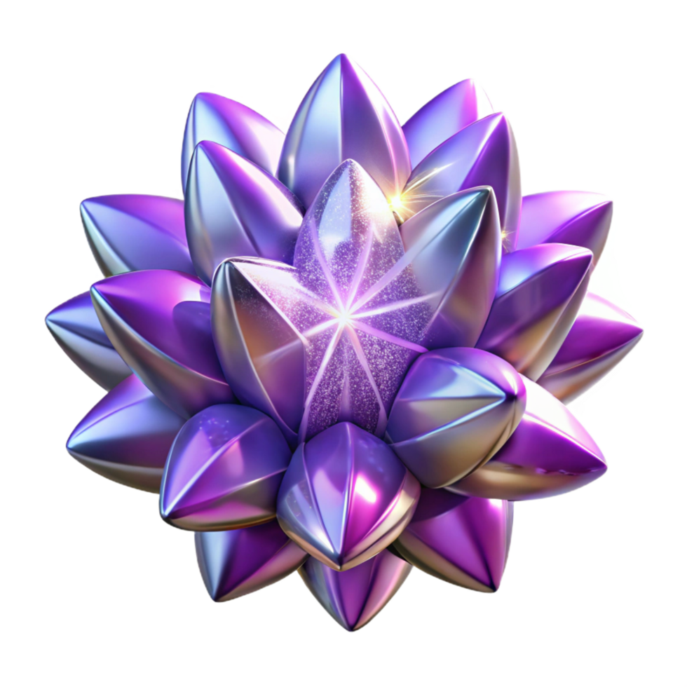 magnificent abstract Iridescent Lotus Flower with Sparkling Gem original png