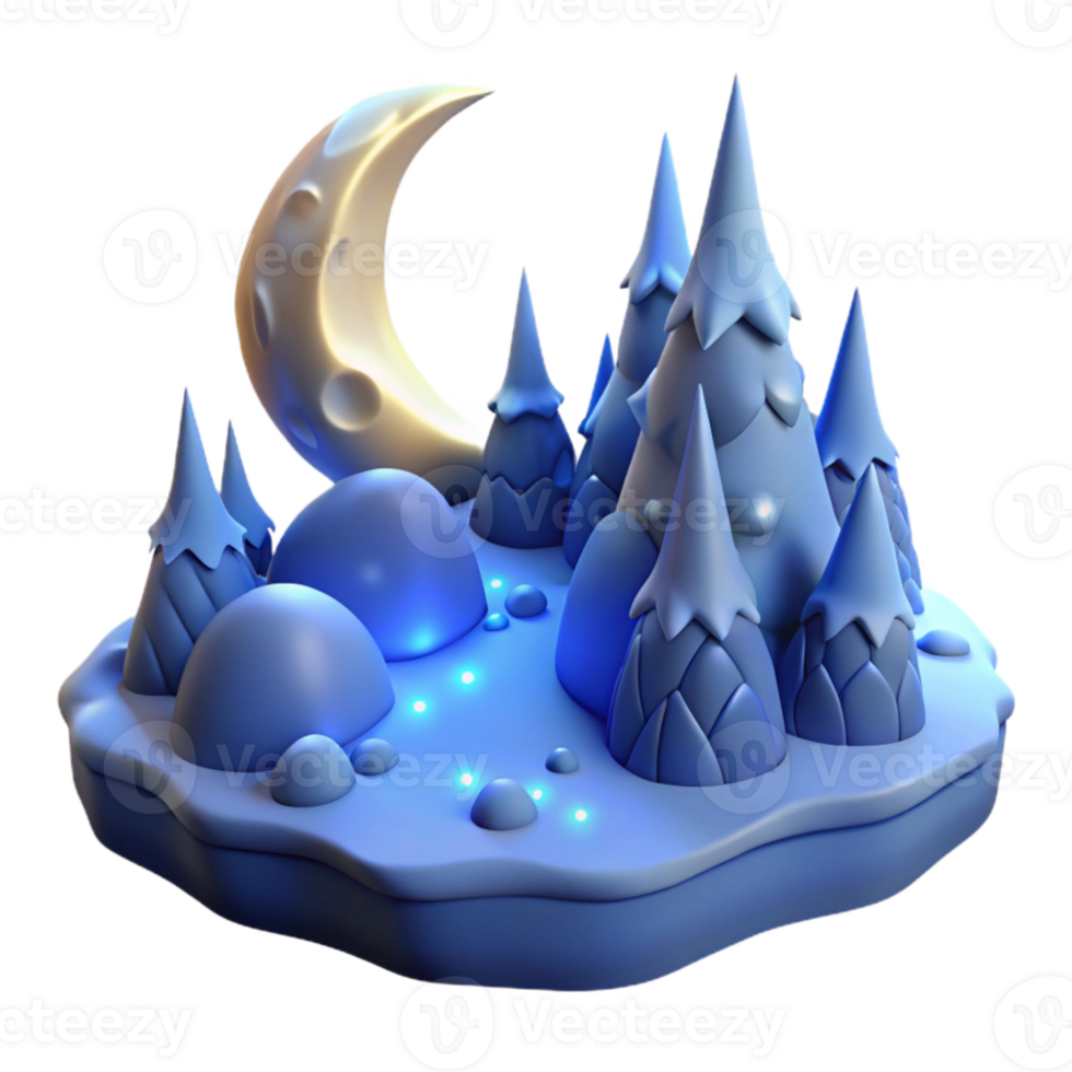 stunning minimalist Enchanted Winter 3D Render high resolution png