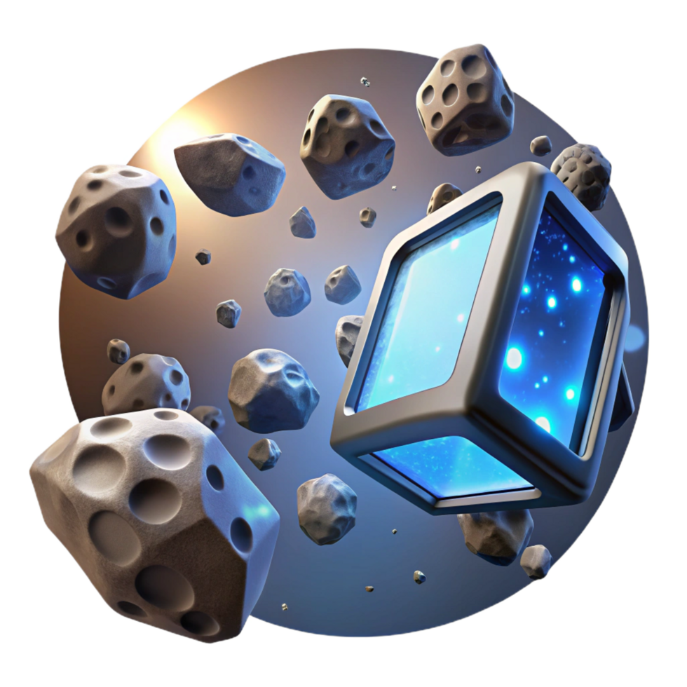wonderful traditional Cosmic Cube Asteroid Field Simulation high quality png
