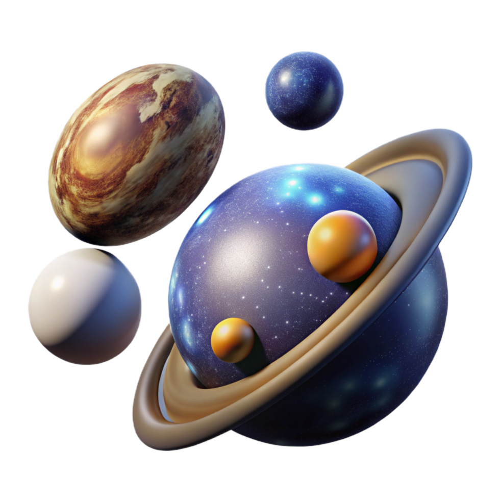 stunning artistic Celestial Bodies Planetary System Simulation high quality png