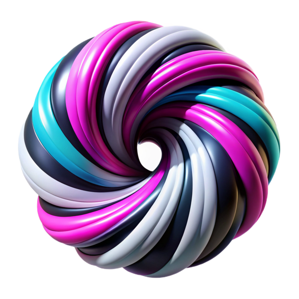 vibrant vintage Abstract Swirling Colorful 3D Shape high resolution png