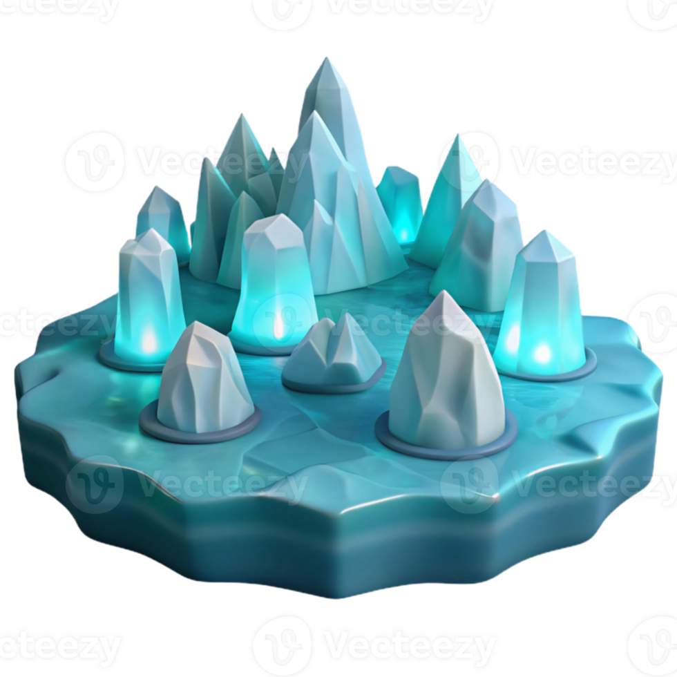 beautiful rustic Glowing Ice Crystals 3D Render high resolution png