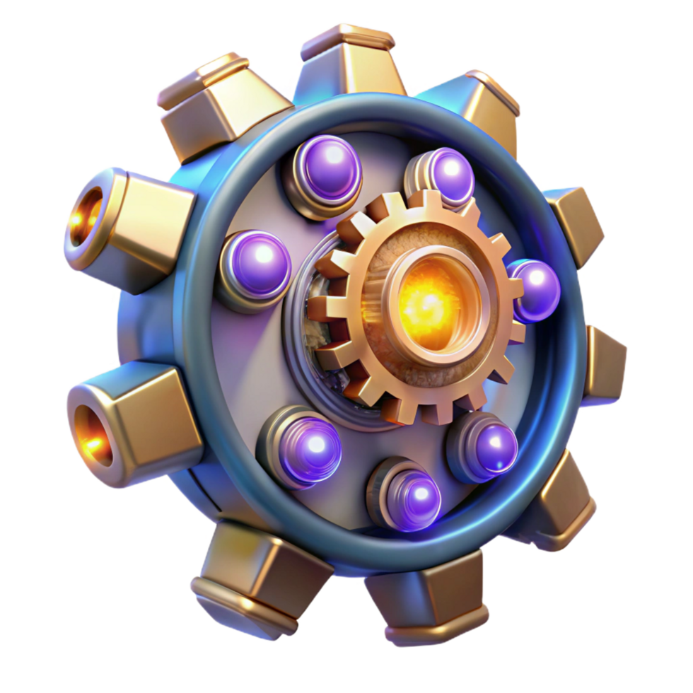 impressive classic Futuristic Gear Mechanism 3D Render of Advanced Technology authentic png