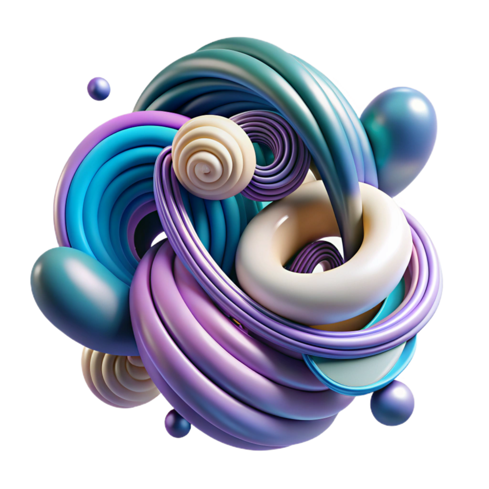 stunning classic Abstract 3D Render Swirling, Intertwined Shapes professional png