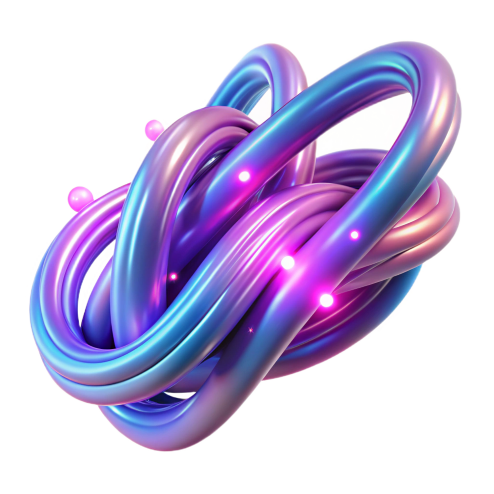 impressive minimalist Abstract 3D Render Intertwined Glowing Tubes detailed png