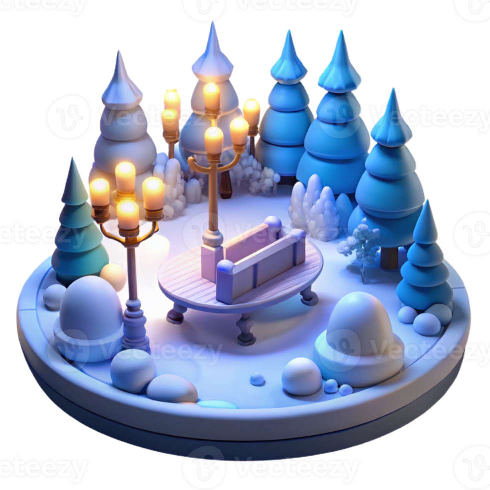 magnificent abstract Winter Park 3D Illustration original png