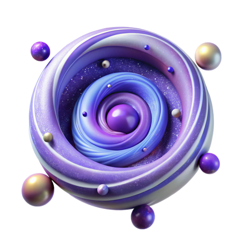 serene minimalist Abstract Cosmic Swirl 3D Render of Galaxy-like Sphere professional png