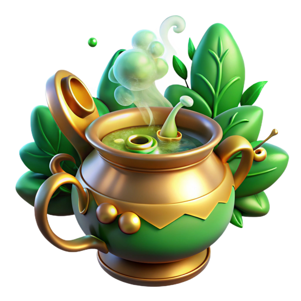 vibrant creative Magical Green Potion in Steaming Cauldron high resolution png