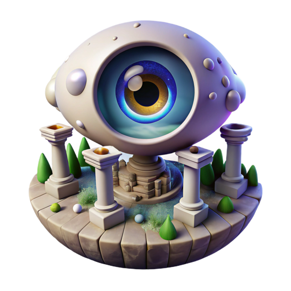 magnificent creative Giant Eye Shrine 3D Render of Mystical Scene professional png