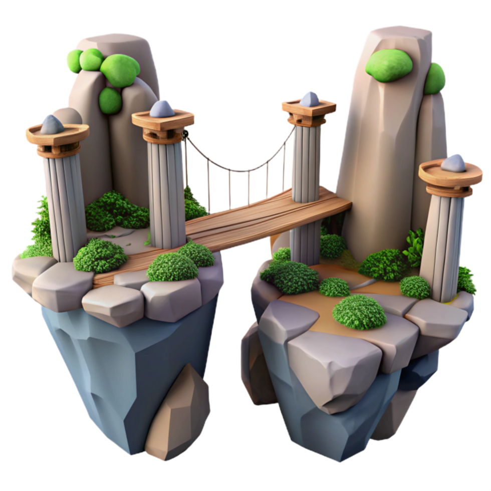 elegant classic Floating Island Bridge A 3D Render of a Fantasy Scene premium png