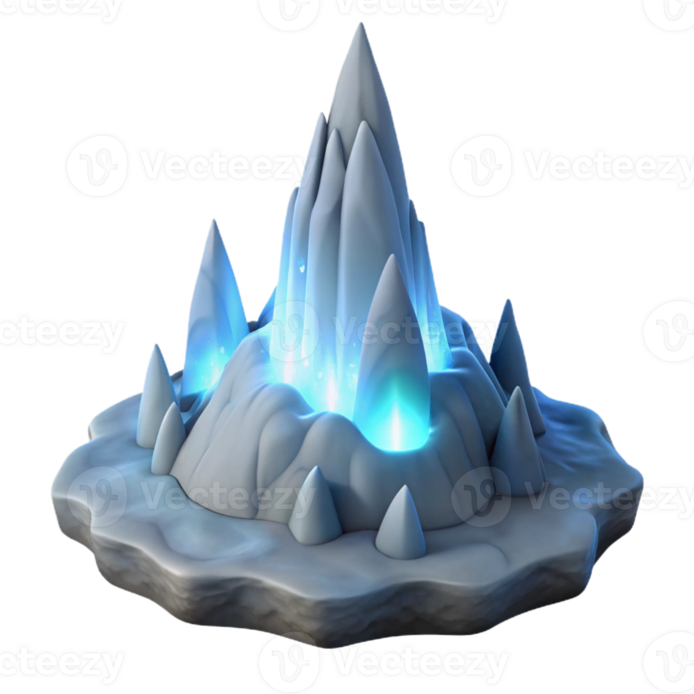 elegant abstract Glowing Ice Crystal Peak 3D Render 4K png