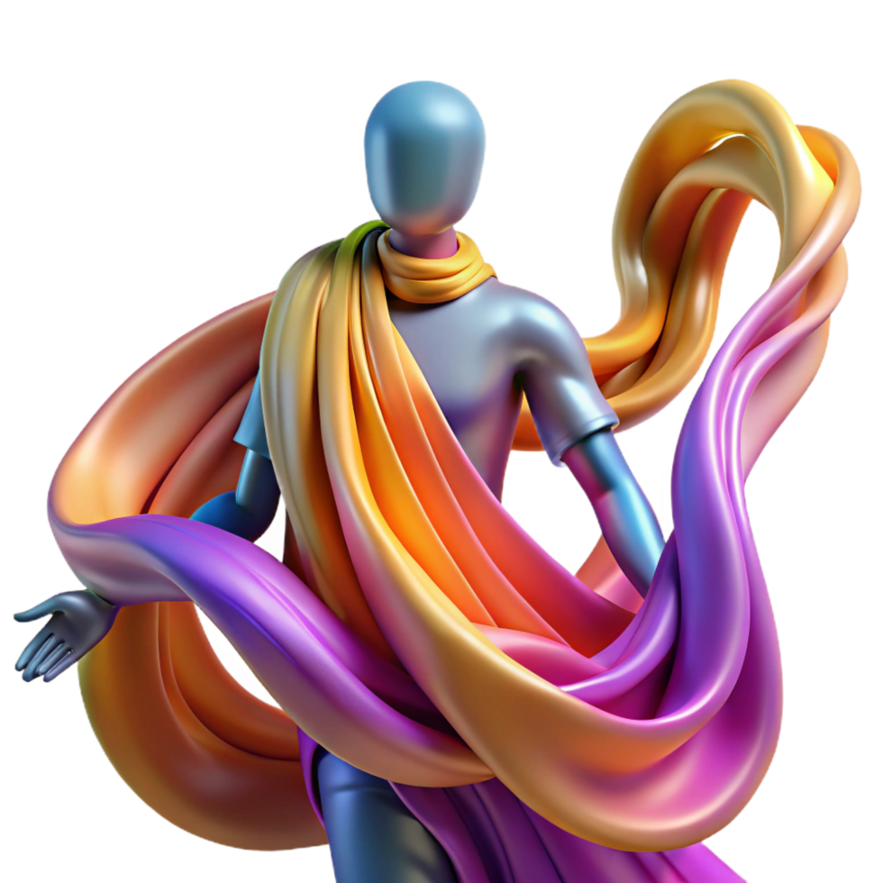 beautiful classic Abstract Figure Draped in Colorful Fabric professional png